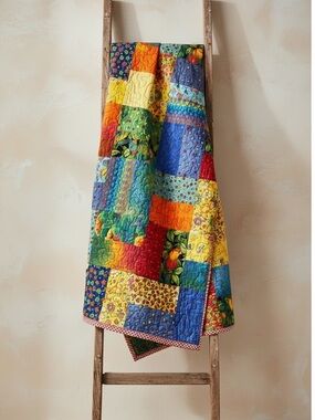 Y2K Handmade Reversible Rail Fence Patchwork Throw Quilt